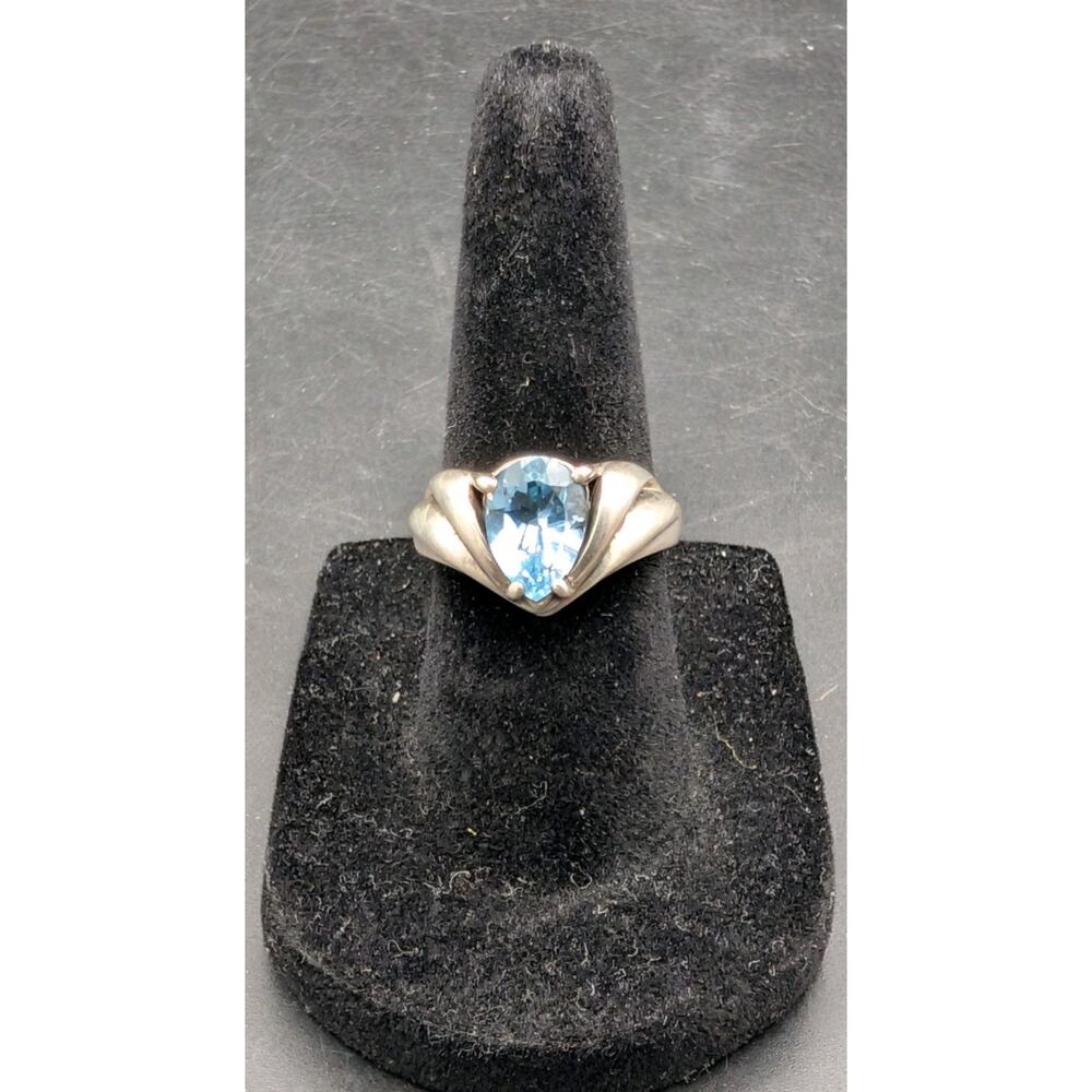KABANA Sterling Silver Blue Topaz Pear Ring Size 6.25 Designer Signed 5.17g